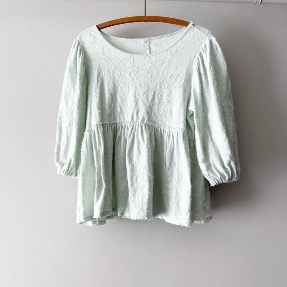 By Anthropologie Amorina Babydoll Top Mint Green Small - Picture 3 of 6